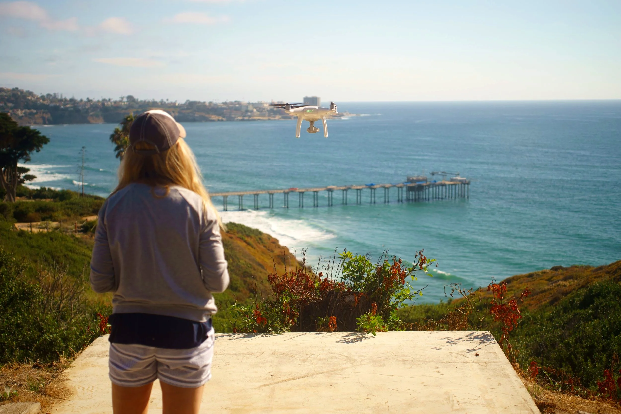 Alicia Amerson with unmanned aerial vehicle (drone)