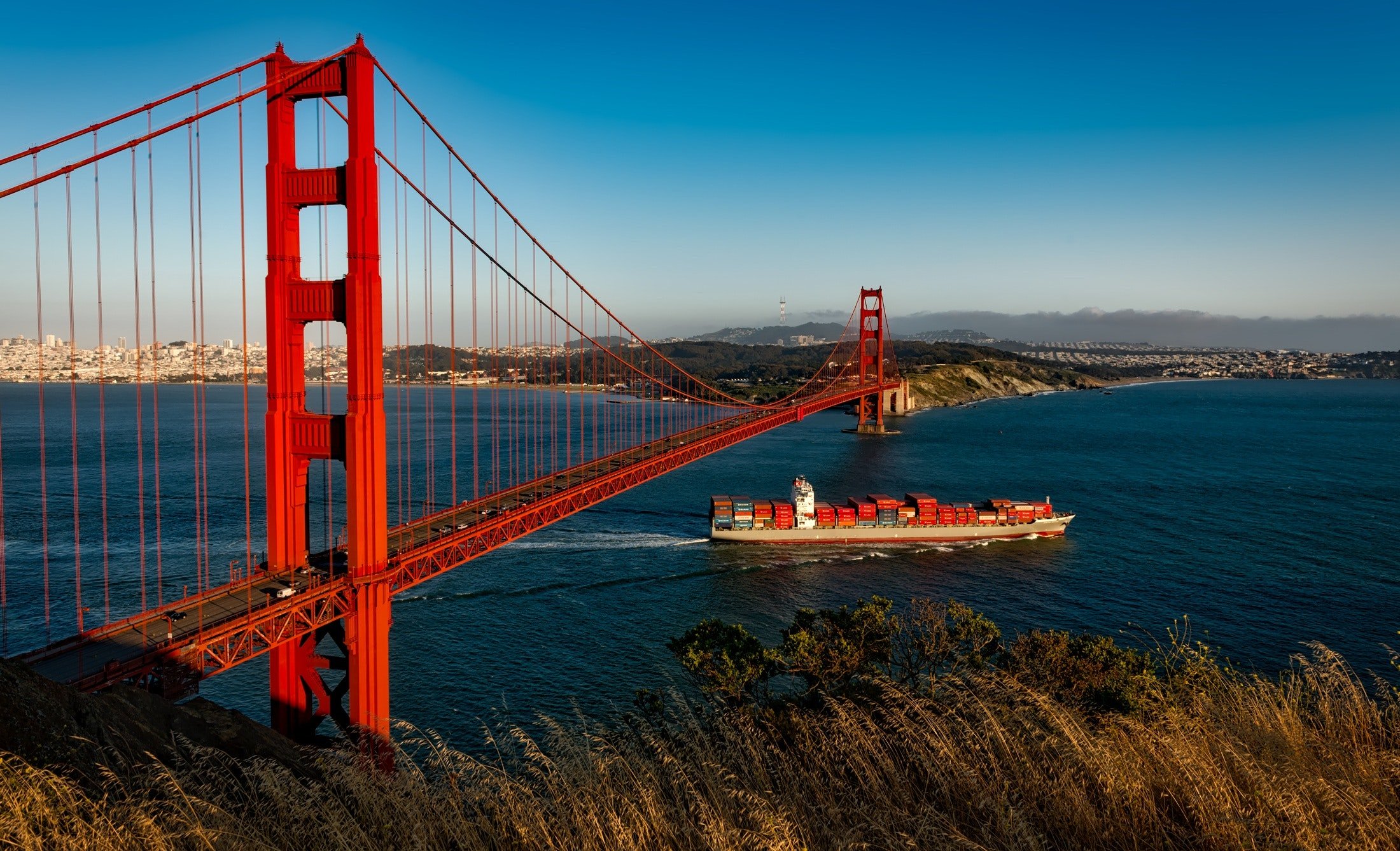 Container ship in San Francisco Bay
