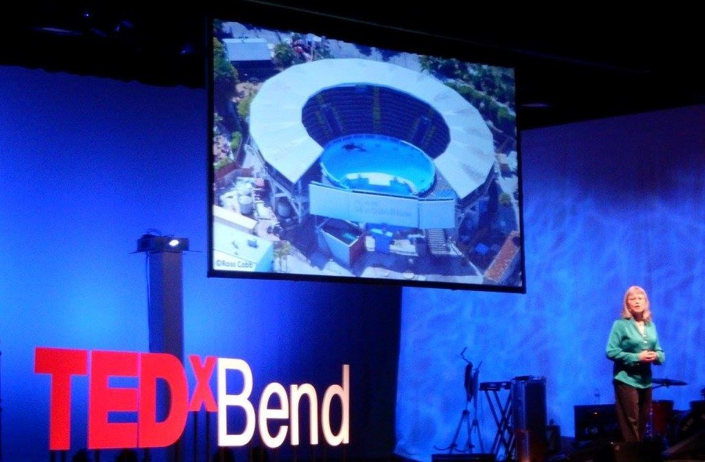 Naomi Rose giving a talk at TEDx Bend 