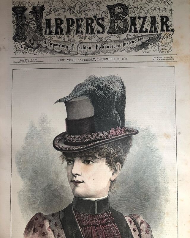 Keep calm and gather inspiration from the past. Front cover of the December 15, 1883 issue of Harper&rsquo;s Bazar.  A repository of fashion, pleasure, and instruction. The Henri Deux Hat.  www.thehatmuseum.com 
#nationalhatmuseum #hatmuseum #vintage
