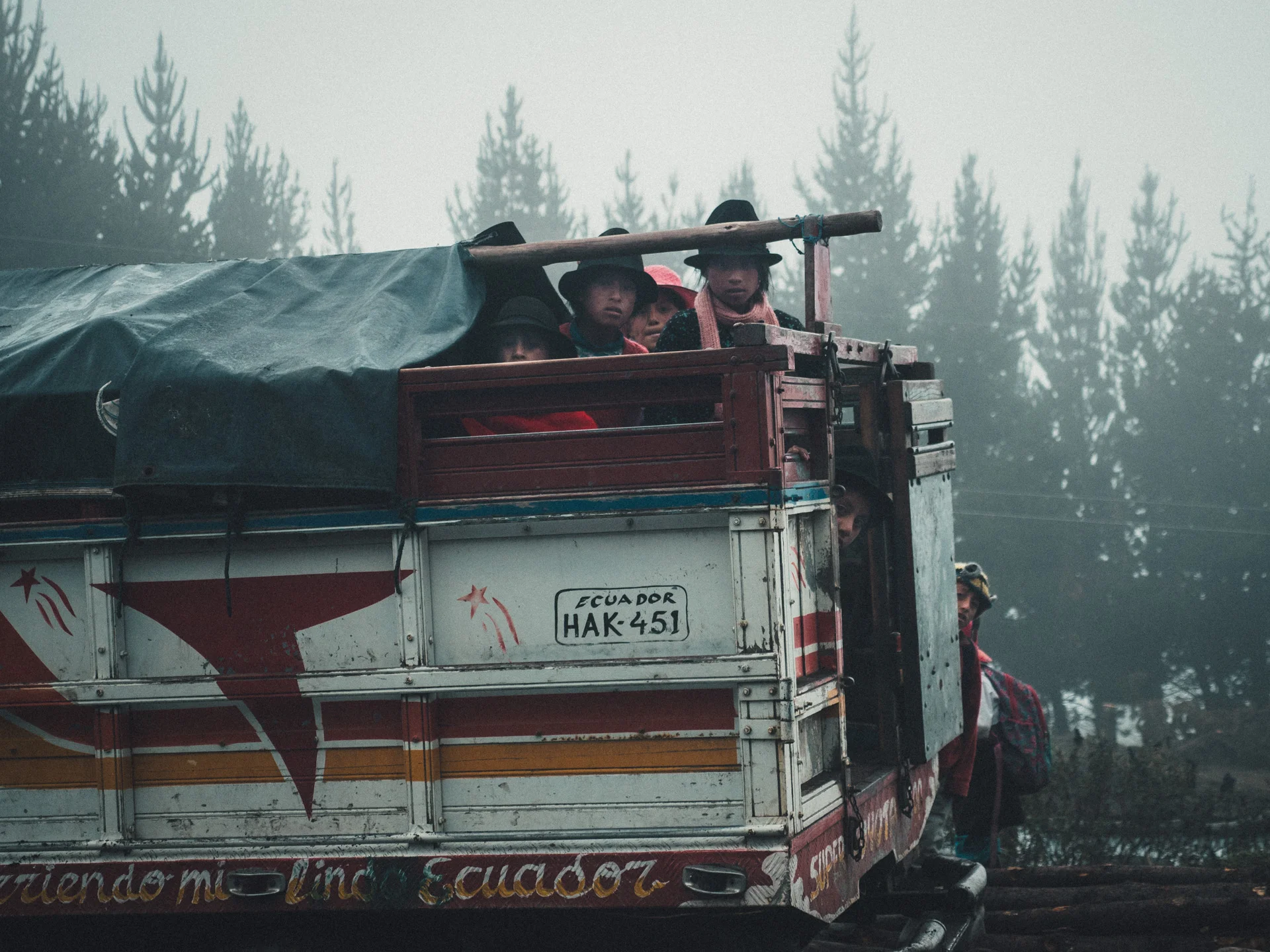 A truck full of shy children who all dug away when I pulled out my camera. I took the picture when I said ‘OK, Adios!’ and they came up to see if I was gone.