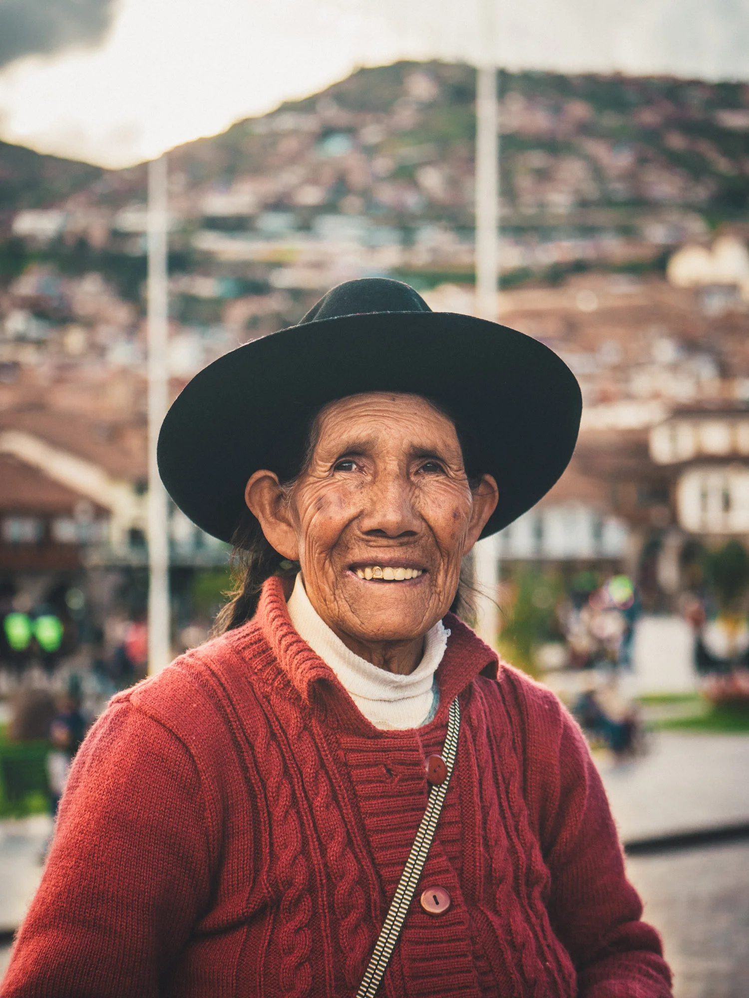 Old lady selling hats on Plaza de Armas