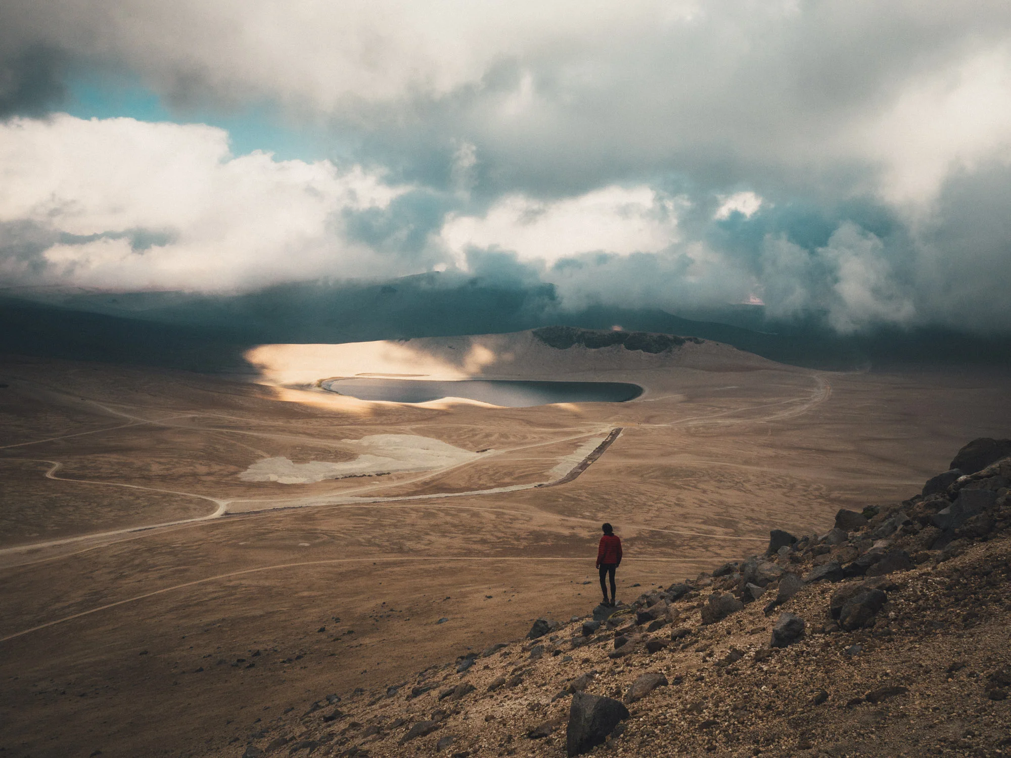 A few hundred meters up the volcano near base camp.