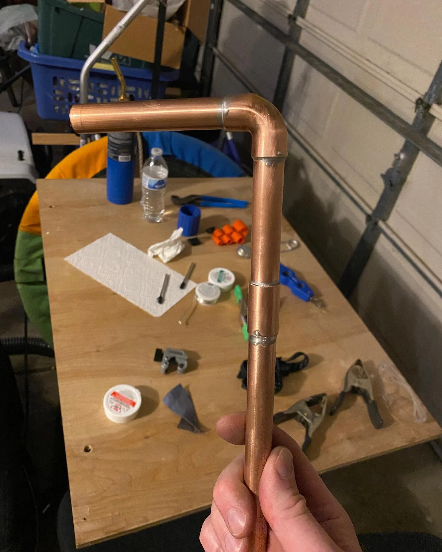 Leveled up on some skills today! Yes! My paranoia of water leaks and obsessive plumbing video watching paid off. A little sloppy for the first try, but I think it&rsquo;ll work. Next step, the real deal. 😂🚰🪠🚿 #amateurplumber #diyplumbing #diyproj