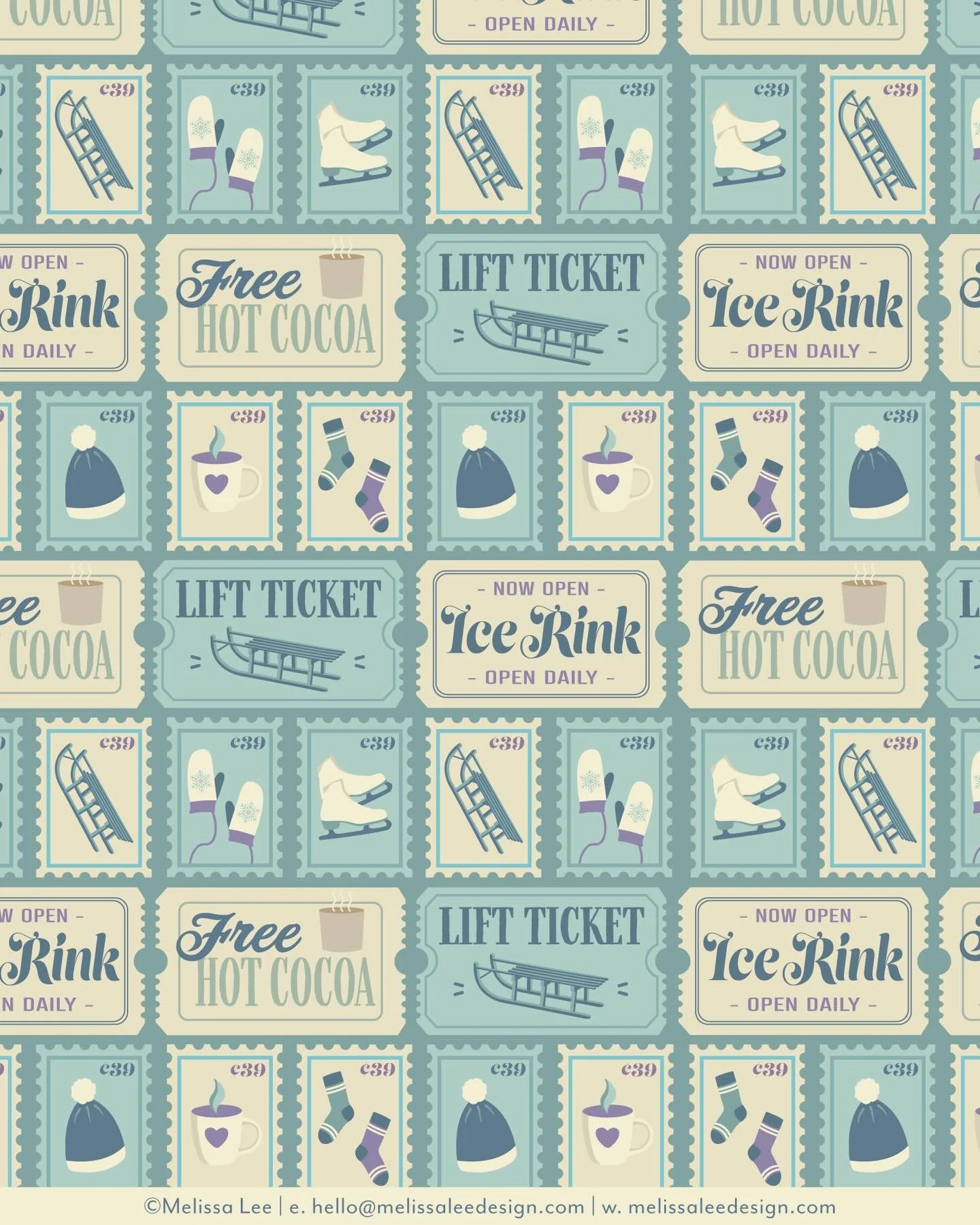 What do you think of this wintery, not-so-Christmassy color palette? I dig it.🩵 Though I will always love pinks and greens.🩷💚

#winterpattern #winterpatterns #ephemera #availableforlicense #availableforlicensing