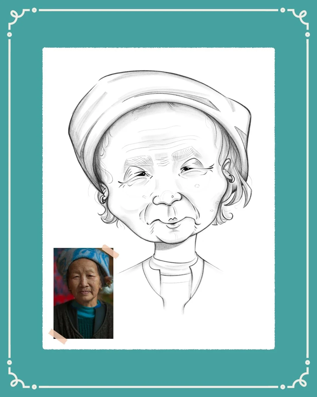 Not gonna lie, I'm really proud of how this one turned out! I loved playing with an odd head shape, capturing her expressive eyes and smile lines, and experimenting with a sideways heart shape for the ears (a first for me!). This is one of five full 