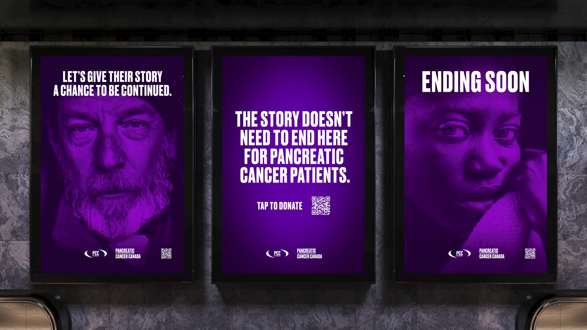  Movie-style posters would display cinematic shots of featured pancreatic cancer patients, and would appear in or near the movie theatres where our credits are rolling. To visually tie everything together, we would include a special PCC logo in a sty