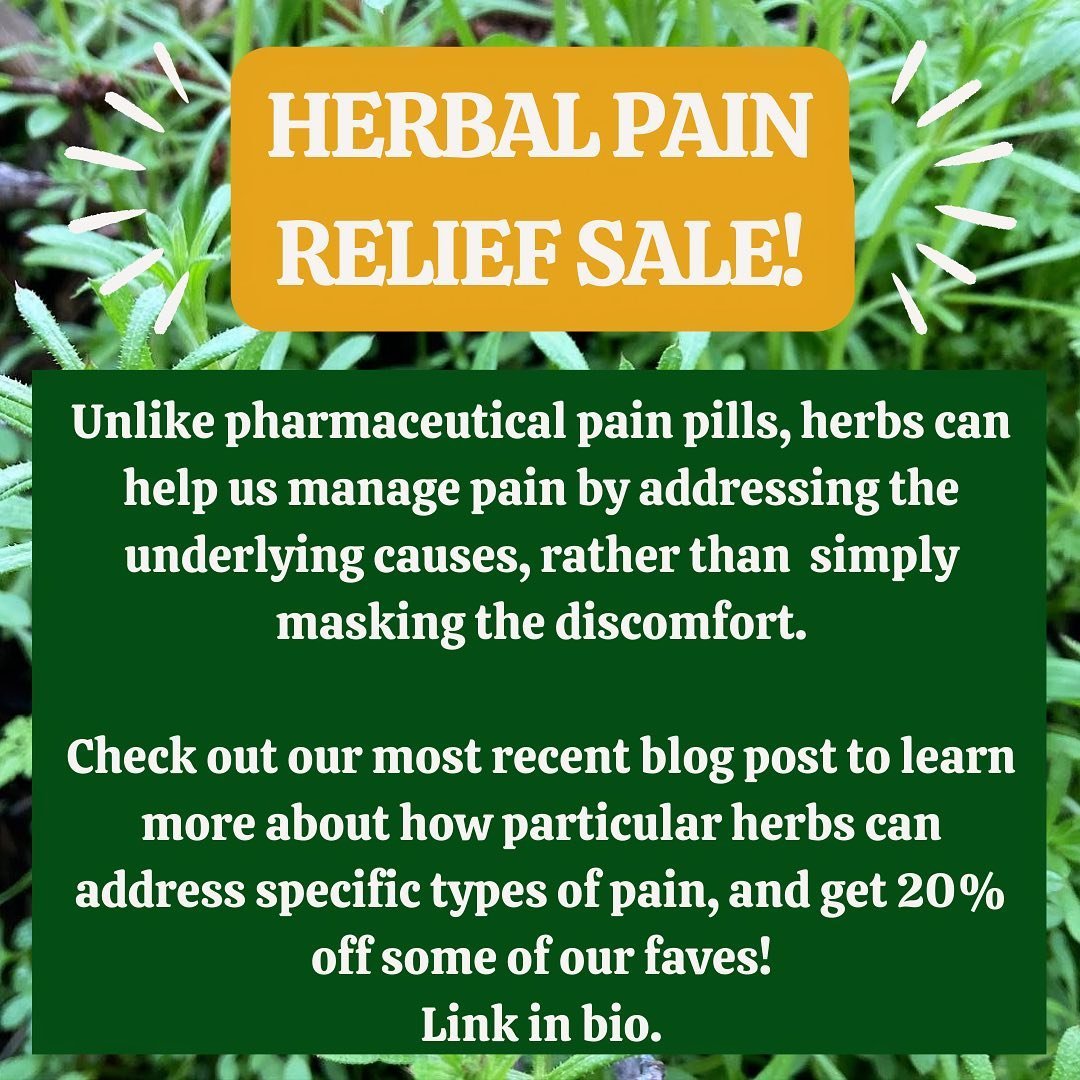 Pain relief sale! Herbs are awesome. Follow the link in our bio to get 20% off some of our favorite pain-modulating herbs, and learn more about them in our most recent blog post!
.
.
.
#loveandbeauty #herbalpainrelief #stjohnswort #cbd #cottonwoodbud