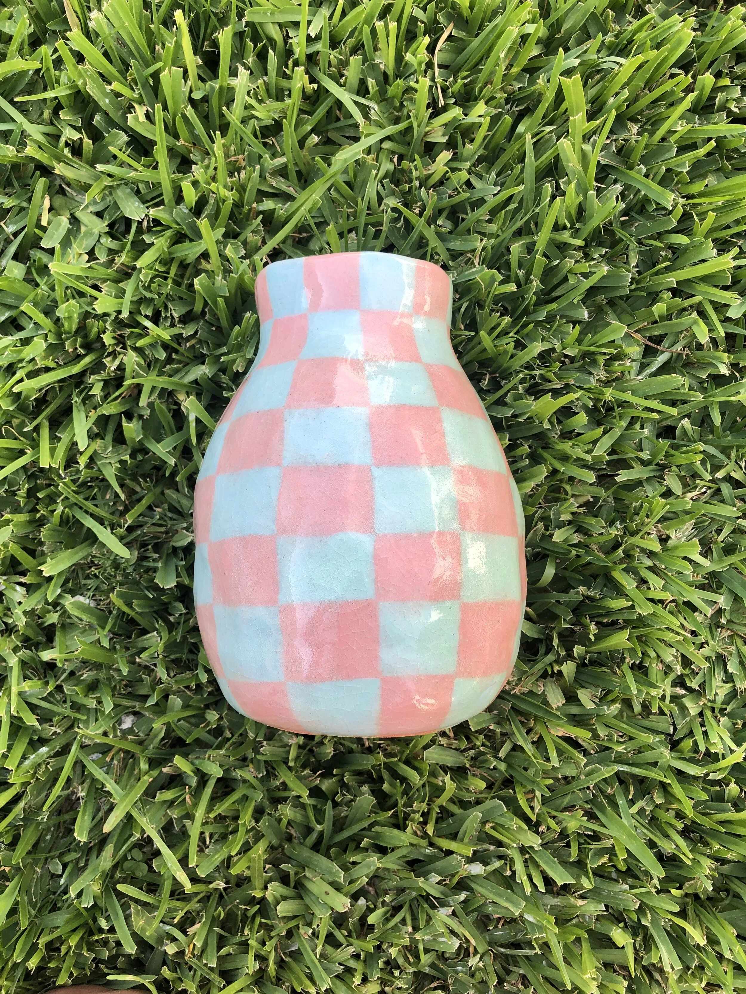 Pink and blue checkered vase.jpg