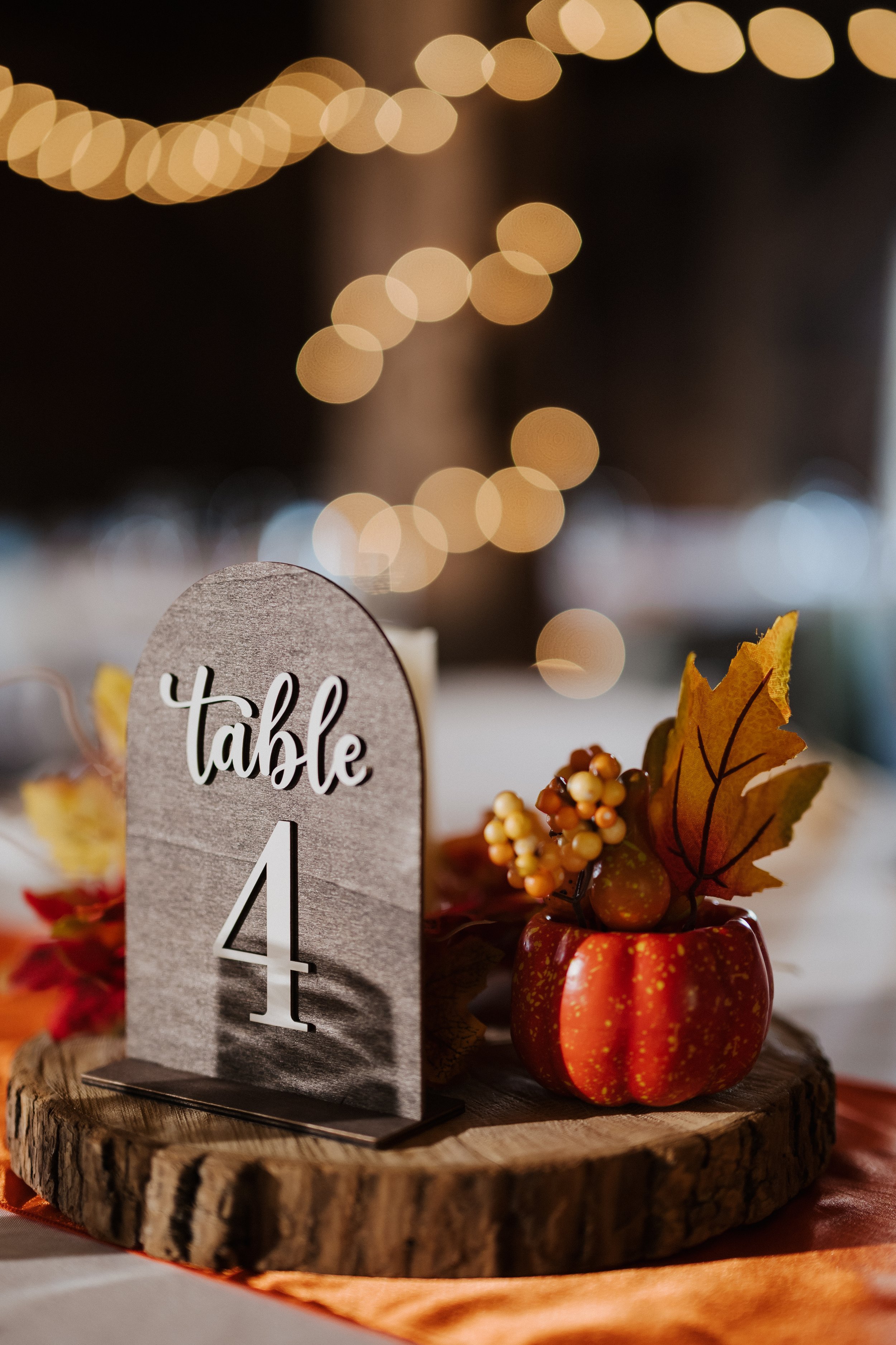 fall rustic wedding venue centerpieces