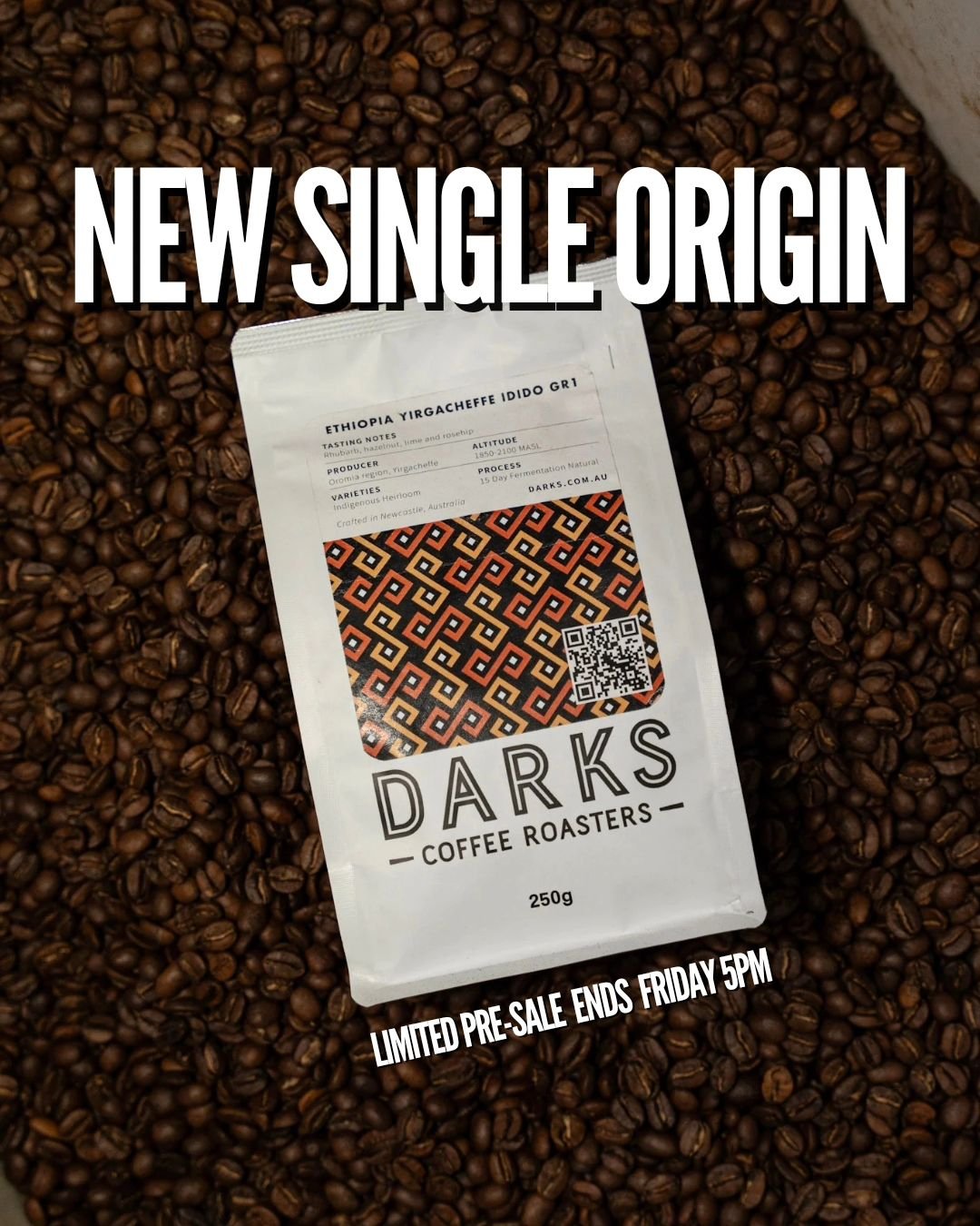 SINGLE ORIGIN PRE-SALE Live 12am Tonight!!!

Discover our newest single origin, sourced from the lush Oromia region of Gedeo, Yirgacheffe, Ethiopia.

Grown at 1980-2100 meters, this coffee is a product of meticulous care. Only the finest deep red che