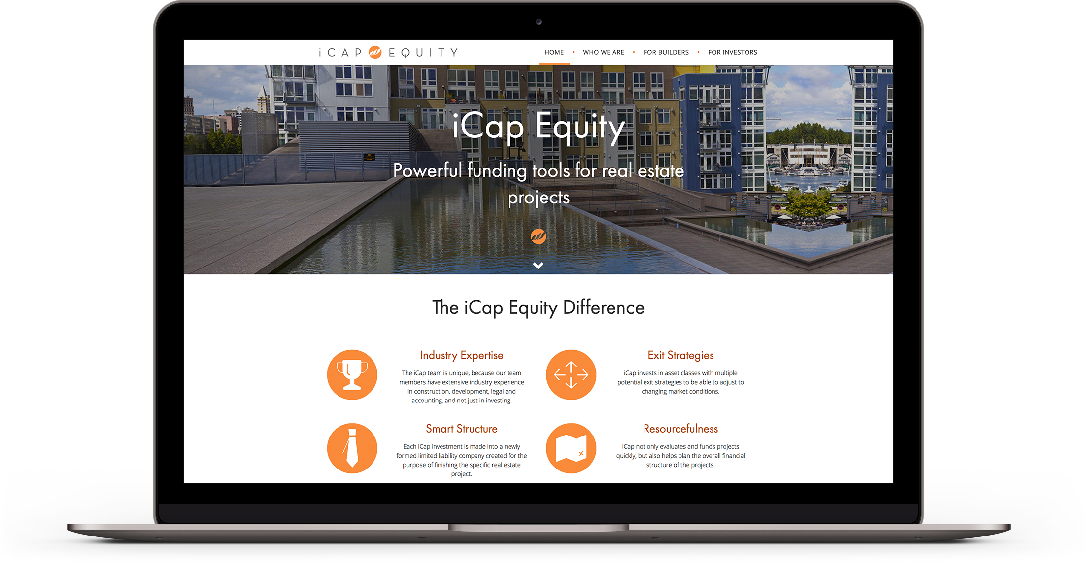 The iCap Equity web page displayed on a laptop