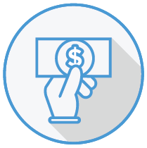 Icon depicting a hand holding a dollar bill