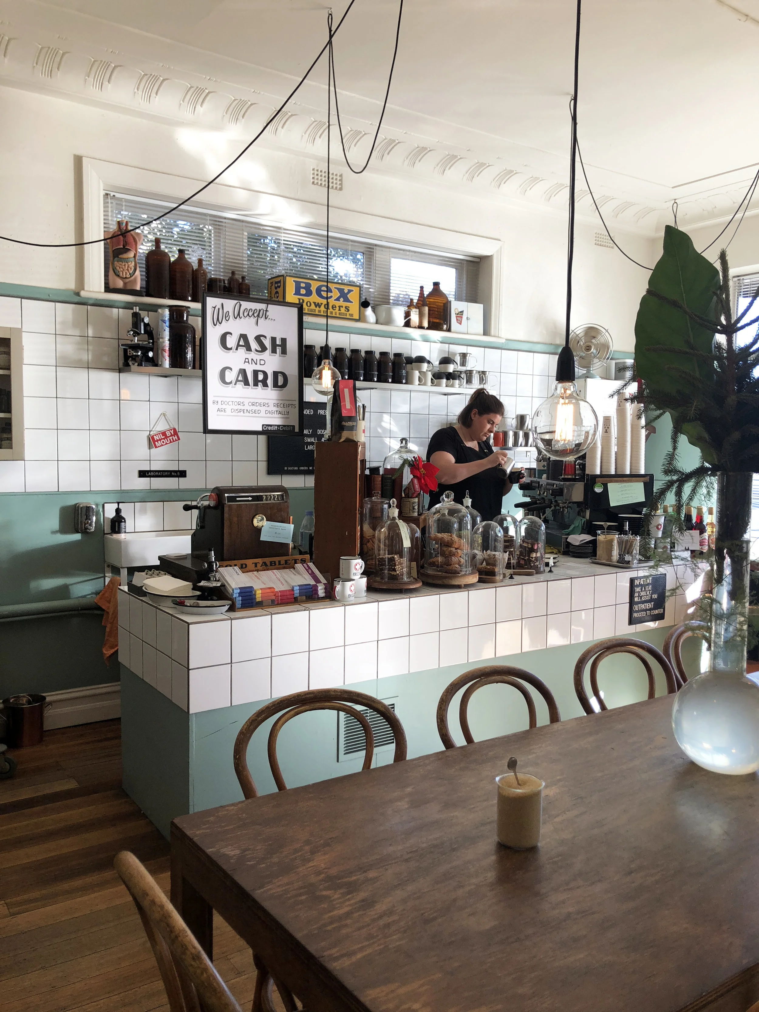 S T K I L D A ♥ / The St. Kilda Dispensary - cafe By doctors order I should take coffee-a flat white to be exact! This very stylish and unique cafe is renovated from a former dispensary at St Kilda. Recommend visiting together with the St Kilda beach! 📍13 Brighton Rd, St Kilda VIC