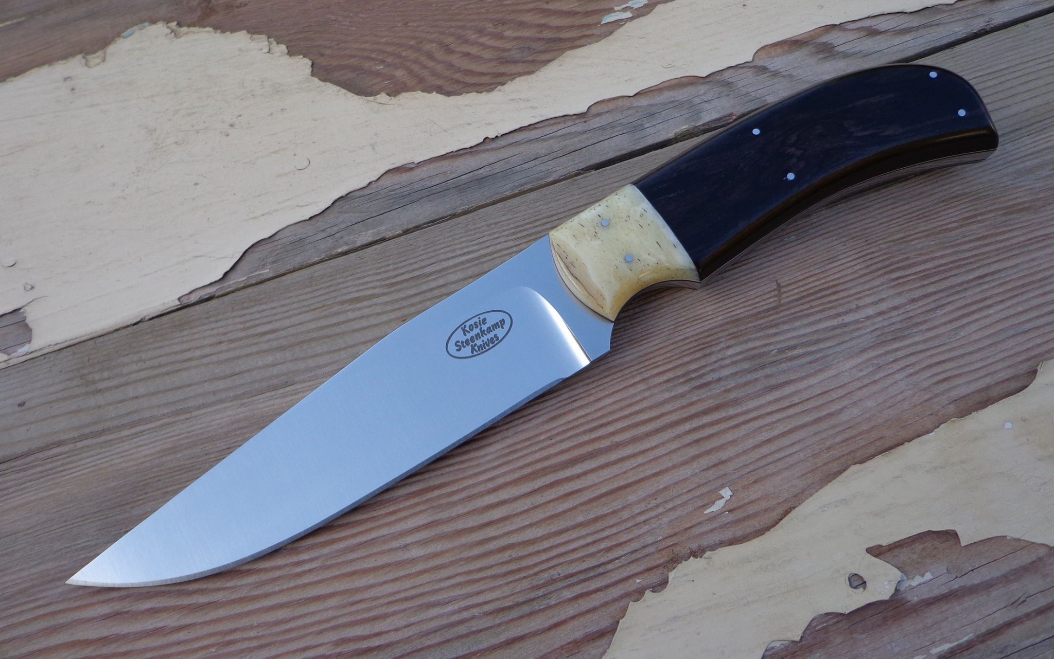 Margis Knife, Bohler N690 blade, Giraffe Bone bolster and African Blackwood handle.