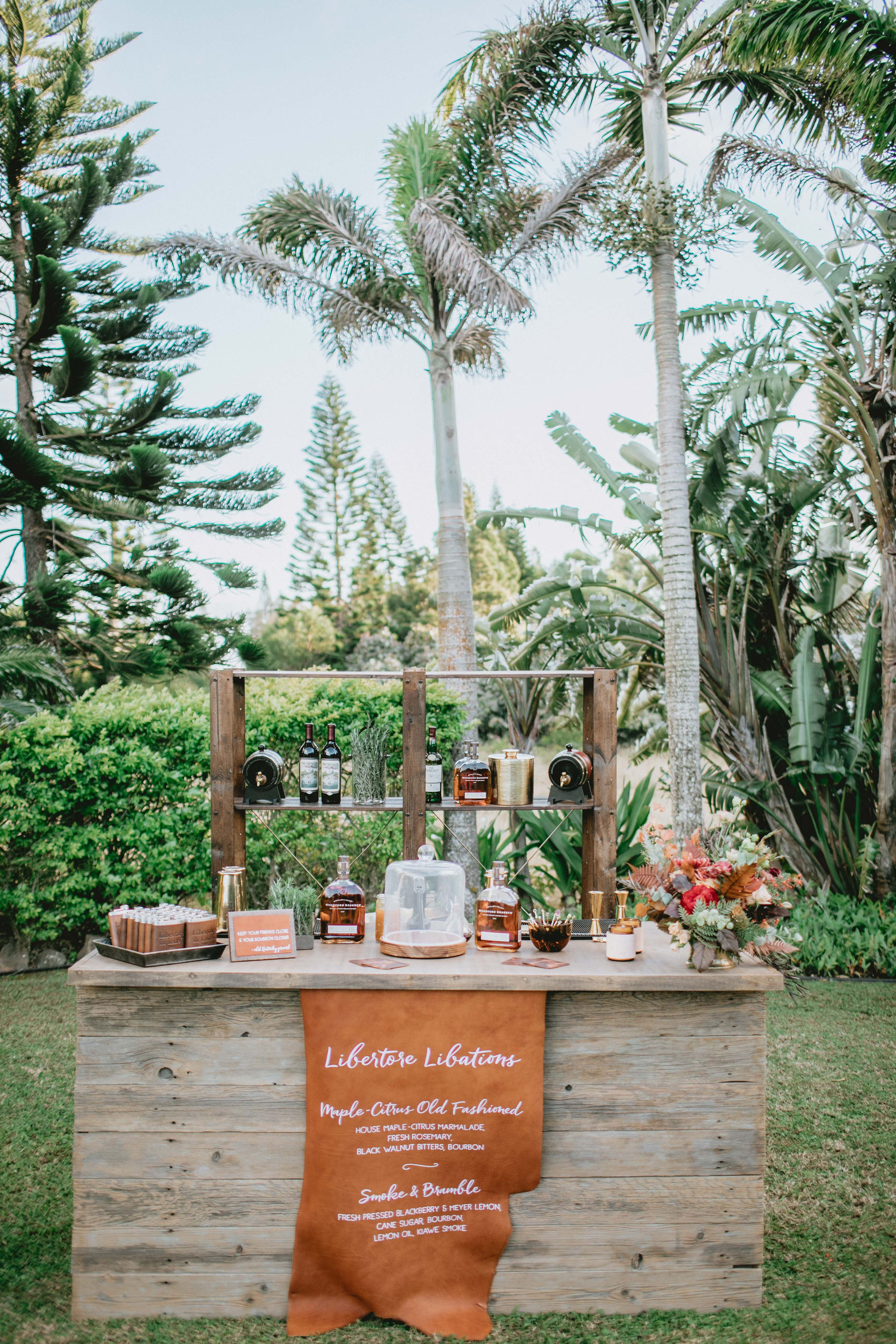 Custom Wedding Bar | Lanai Hawaii Wedding | Jenna Lee Pictures | Destination Wedding Planner | Unveiled Hawaii