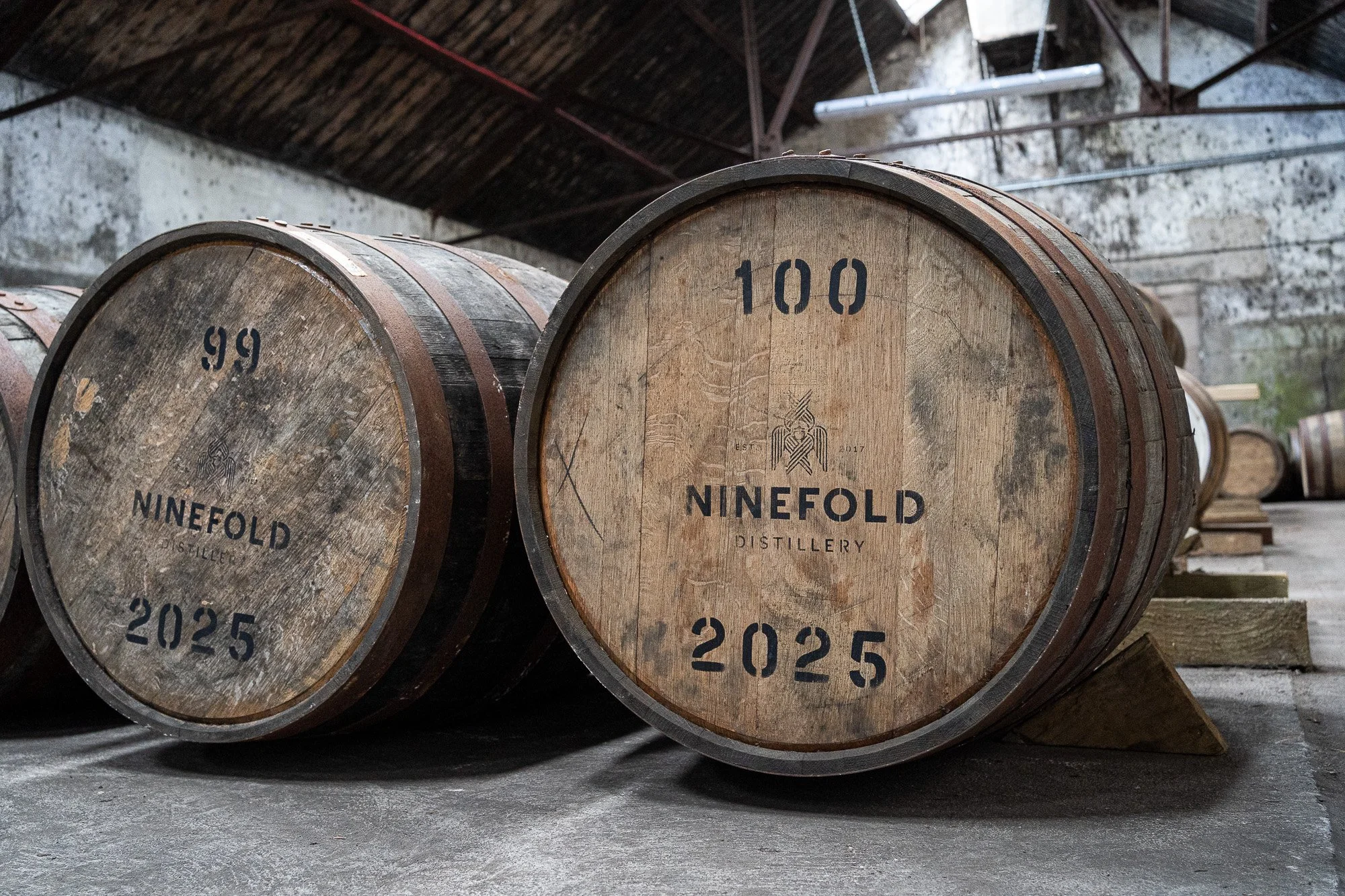 A milestone for Ninefold - 100 casks filled 💪

Nearly six years since Kit filled his first cask, we've now filled 100! Quite the milestone for a wee distillery, and one we're very proud of!

Cask #100 was filled on the 29th August, 200 litres of exp