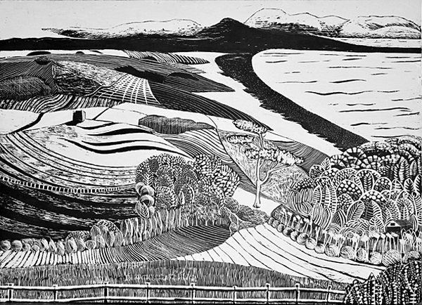   Chapel on the Hill  Sgraffito 810mm x 600mm  SOLD 