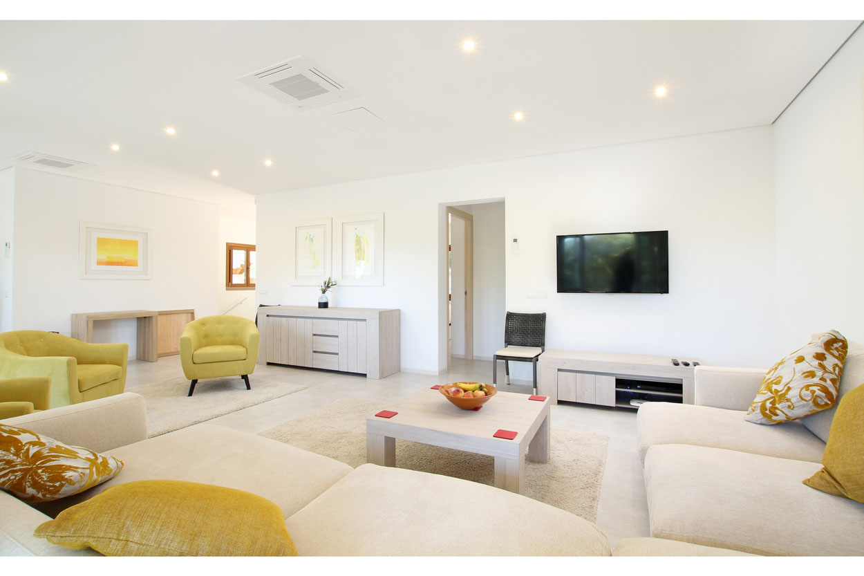 The large smart TV has full access to broadcast channels and subscription services