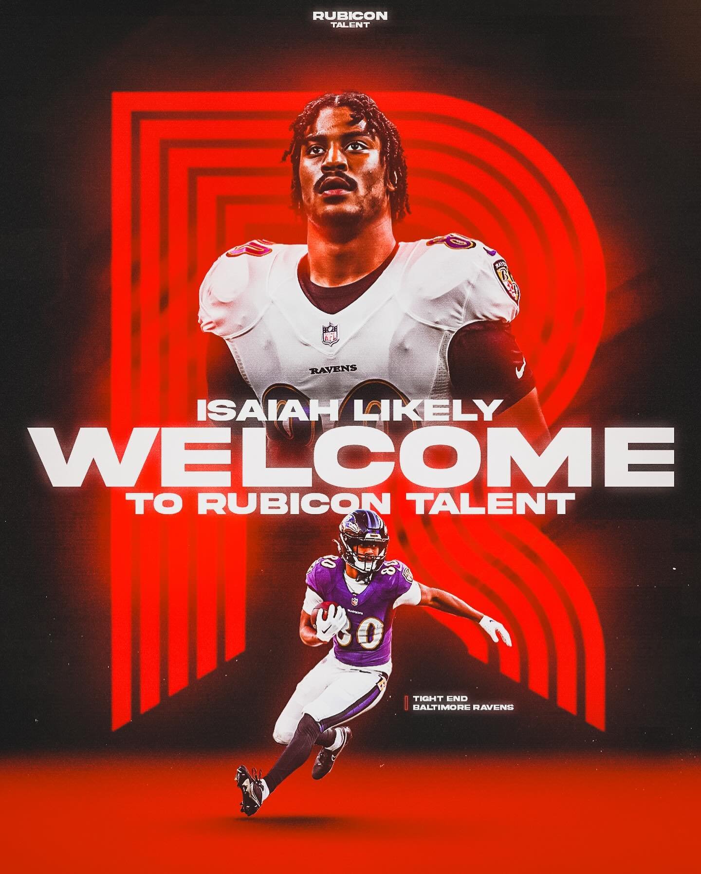 We are very excited to welcome Baltimore Ravens TE @isaiahlikely_4 to Rubicon Talent! We will be working with Isaiah on all of his off-the-field business endeavors, brand marketing, and charitable initiatives‼️

p.s. HAPPY BIRTHDAY ISAIAH🥳
