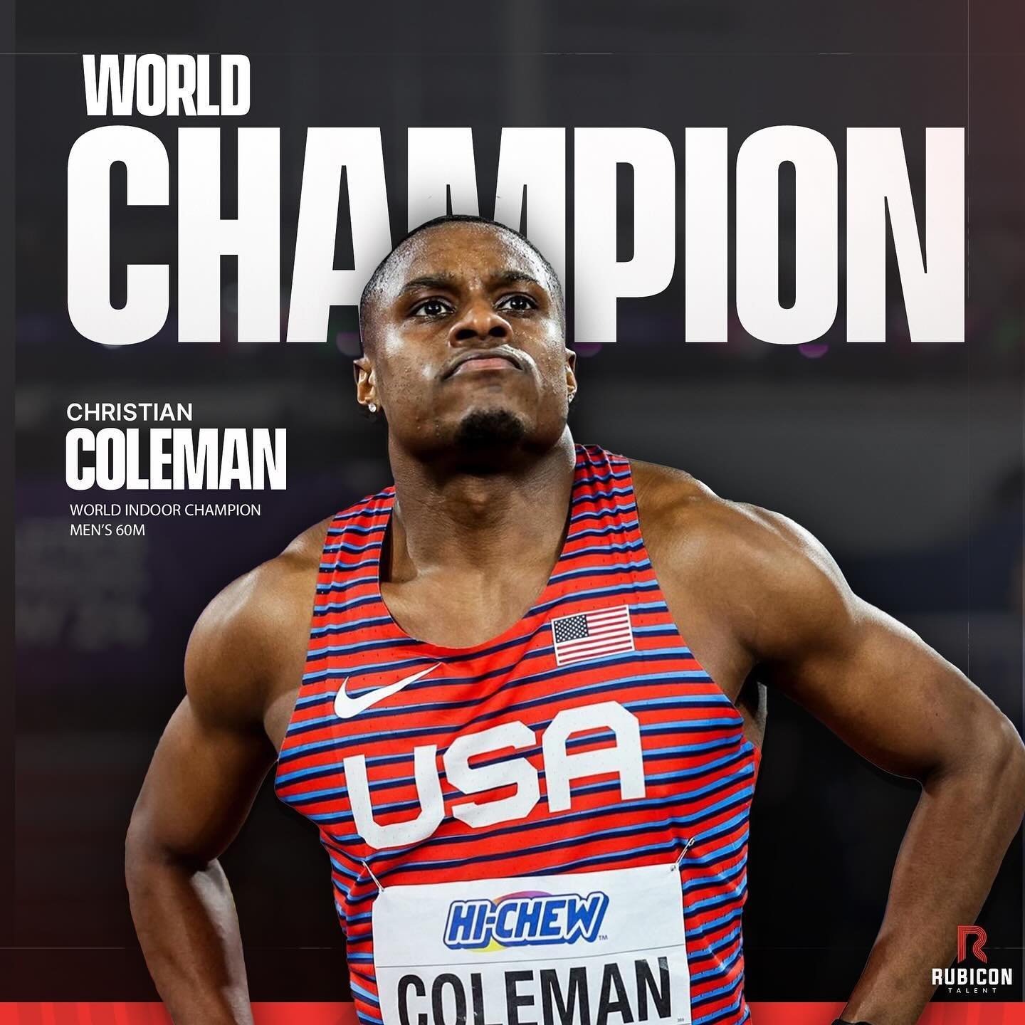 60M WORLD INDOOR CHAMPION 🤩🇺🇸 

The fastest man ever across 60m🔥

Congrats, @_coleman2 👏