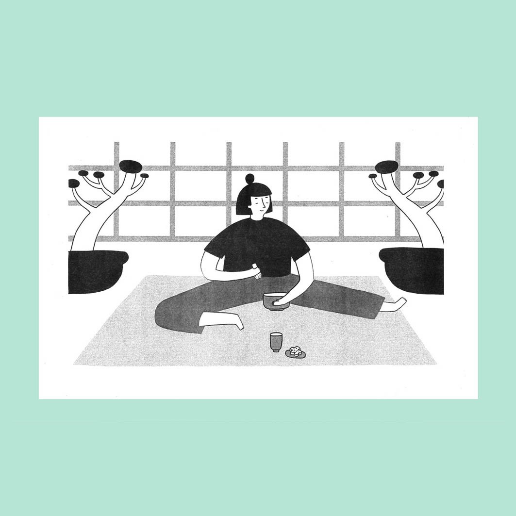 A3 Riso Print - Tea with Bonsai