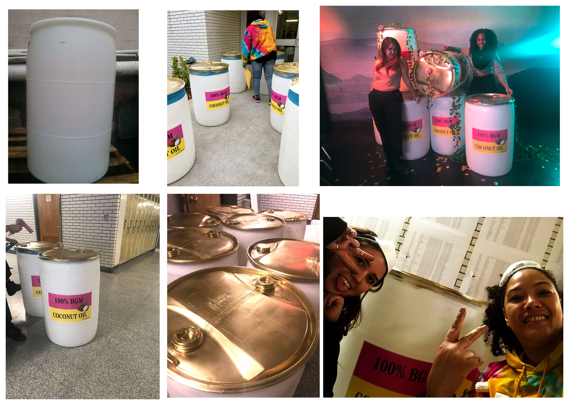I chose barrels to communicate the singer Temi’s wish to celebrate the bountiful use of coconut oil by Black Women to nourish their beautiful hair and skin. Thanks to my awesome team including Art Director Taylor Sullivan and PA Mickalia Forester-Ewe, and …a good hair dryer, we managed to get them ready just in time!