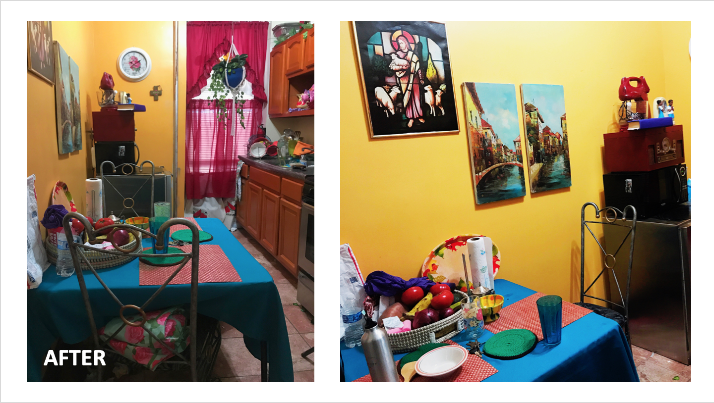 This almost nauseating high color contrast serves to create the discomfort the main character experiences when entering the space since she is more at ease in the neutral and neat environment of her apartment.