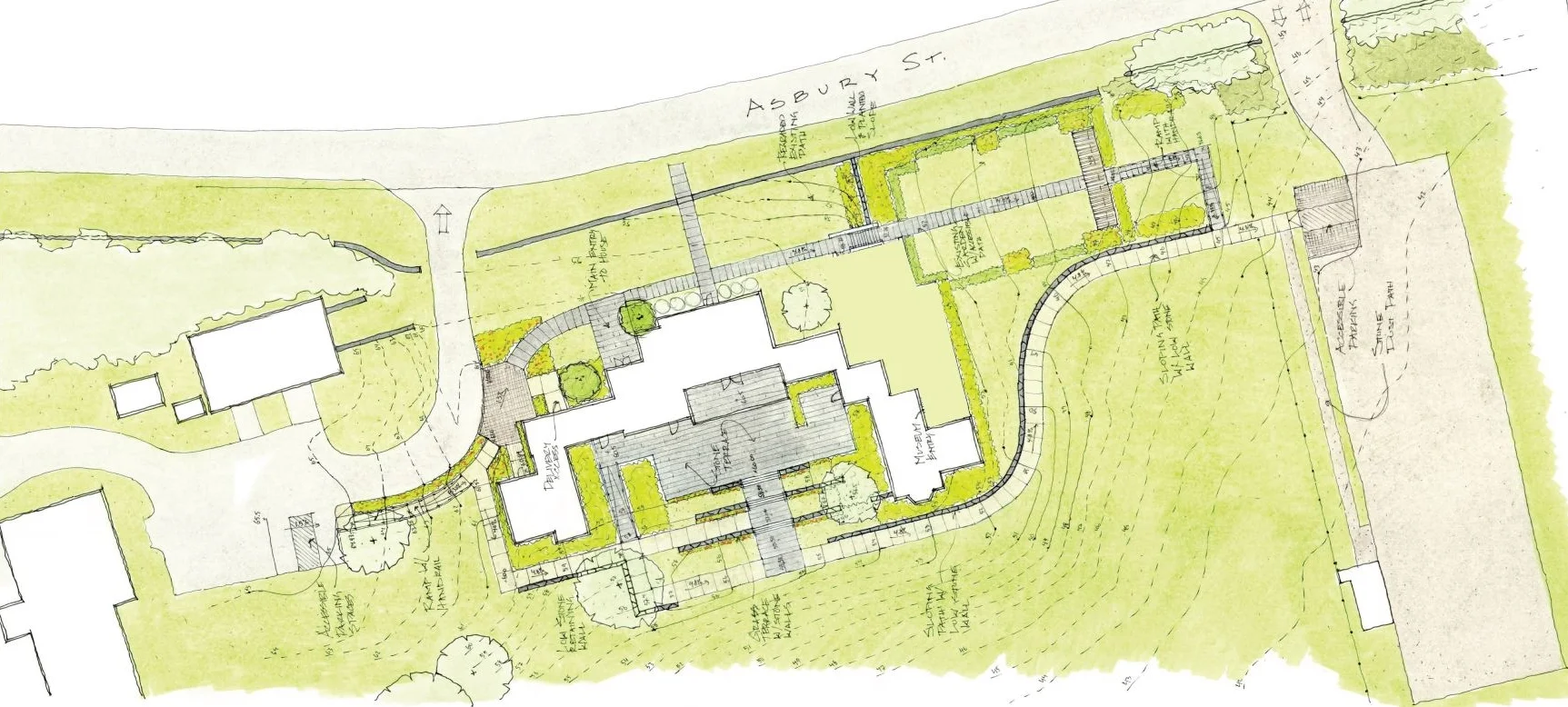 Draft plan of courtyard and terrace for exterior events