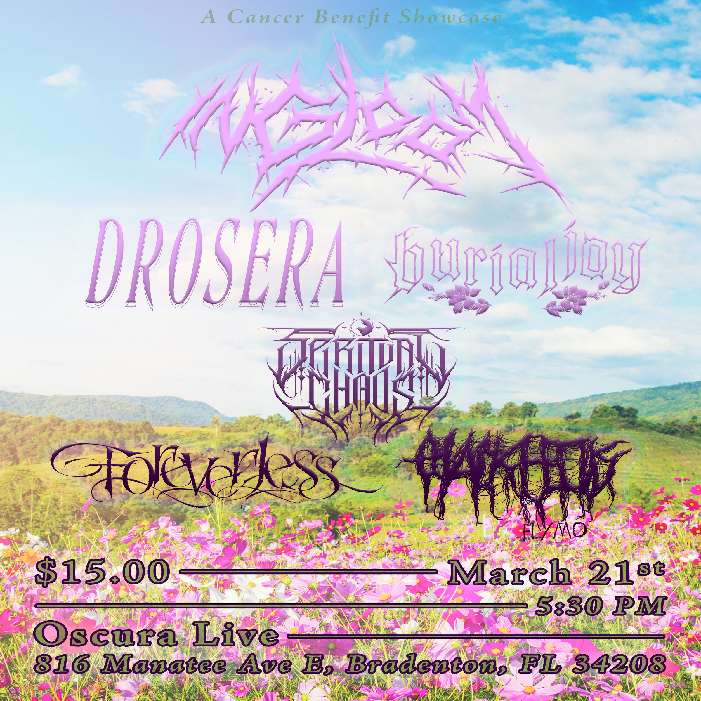 Cancer Benefit Show ft. In Gloom, Drosera, Burial Joy, Spiritual Chaos, Foreverless, Black Hills