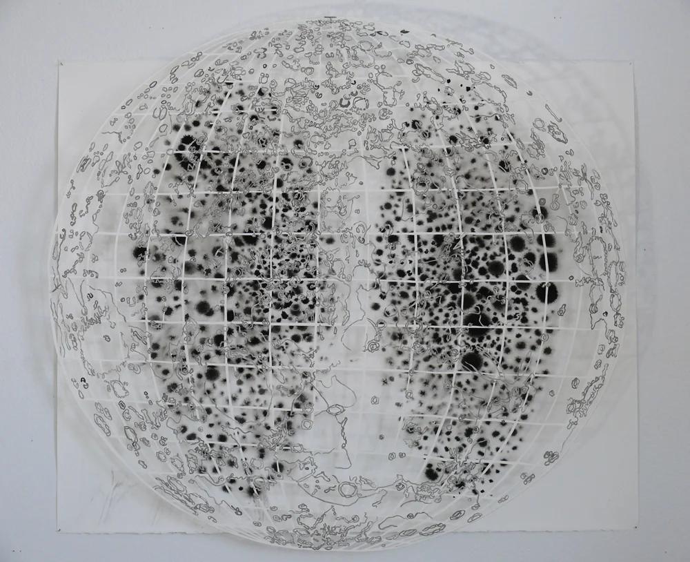 Moon Craters with Northern/Southern Sky , 2008, Ink on hand cut paper, 25 x 27"