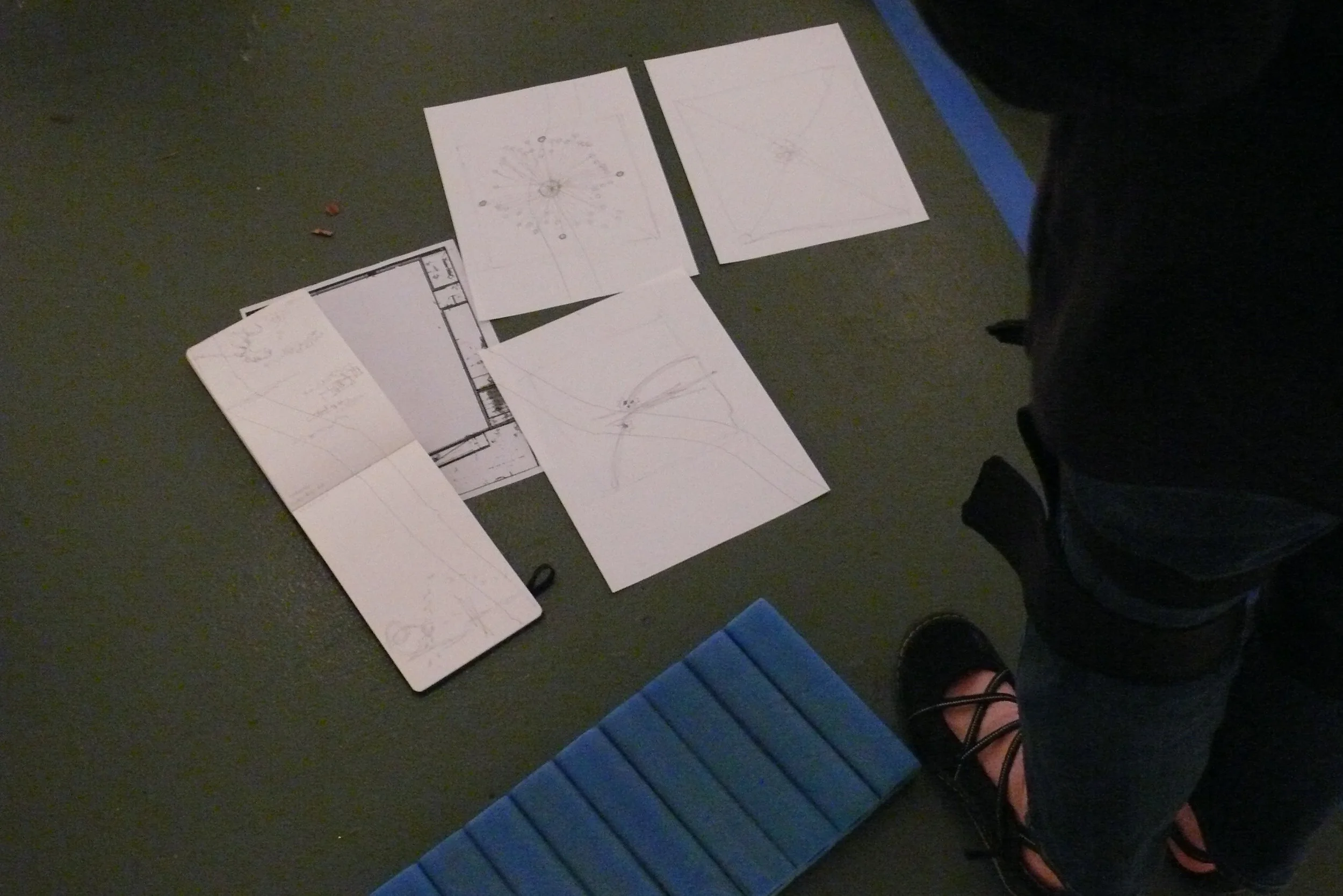  Detail:  Draw the Page / Draw the Floor , 2013.  Workshop for  3 Strategies for Surprise , Creative Alliance 
