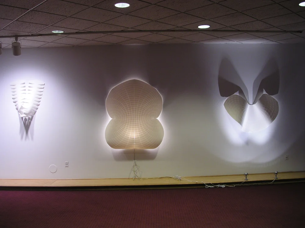 Double Globe: Longitude, Globe, Equatorial Flat Map: Bonne, 2005 Installation view of three works in Rosenberg Gallery, Goucher College, Baltimore.