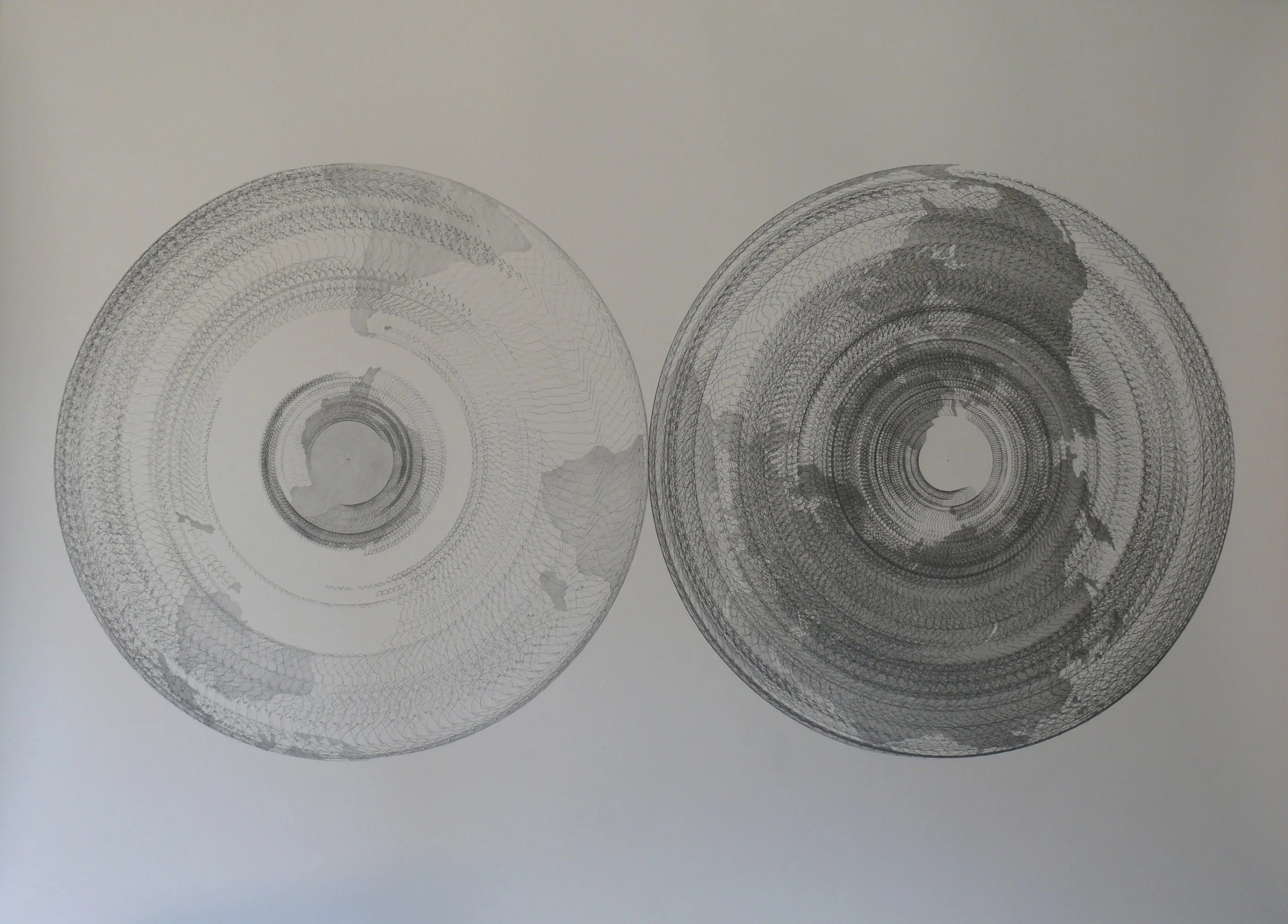   SPIN: 5 degrees/20 minutes for 10 hours , 2011, graphite on paper, 52 x 72" 