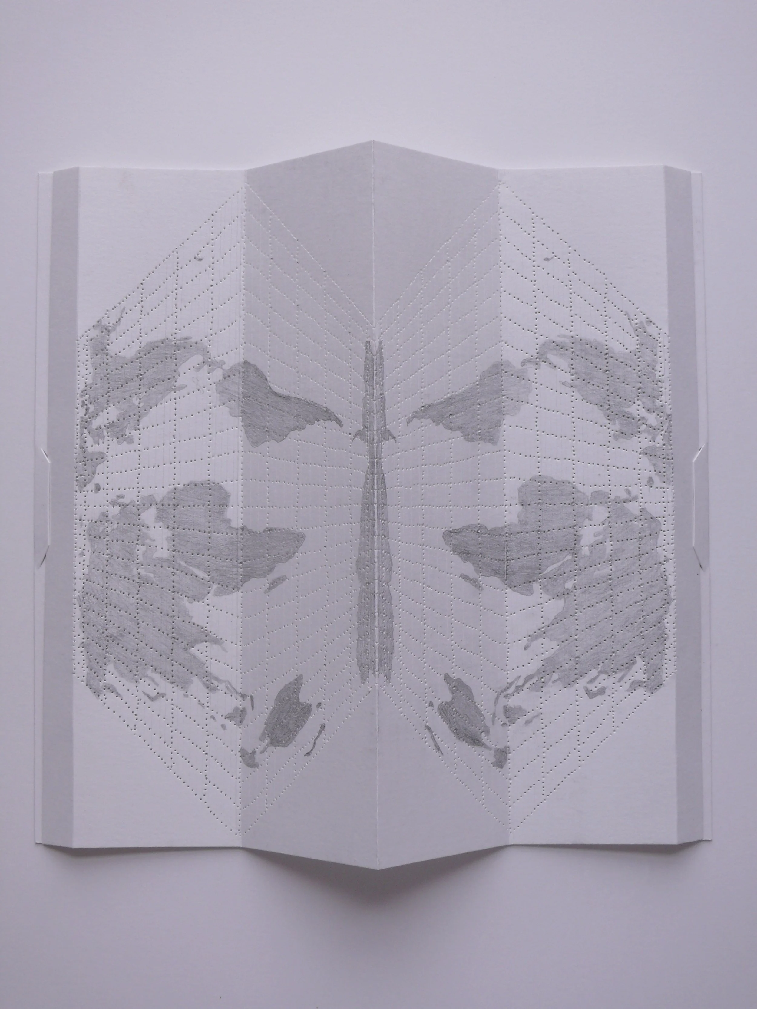   Constructed Map II , graphite on punched paper, 12 x 12” 2010 