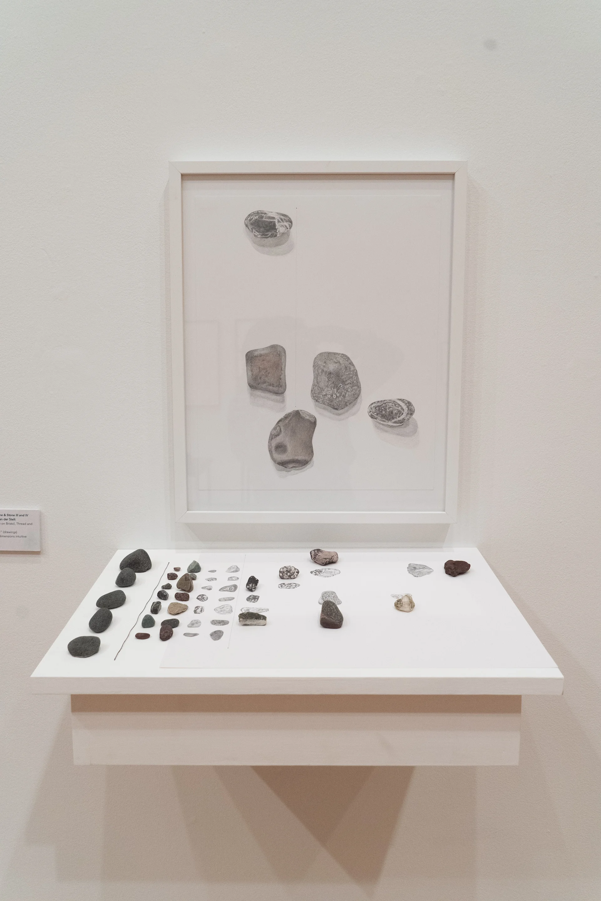 Point, Line & Stone I and II, 2018, Graphite on Bristol, thread & stones, 17x 14” (drawings)