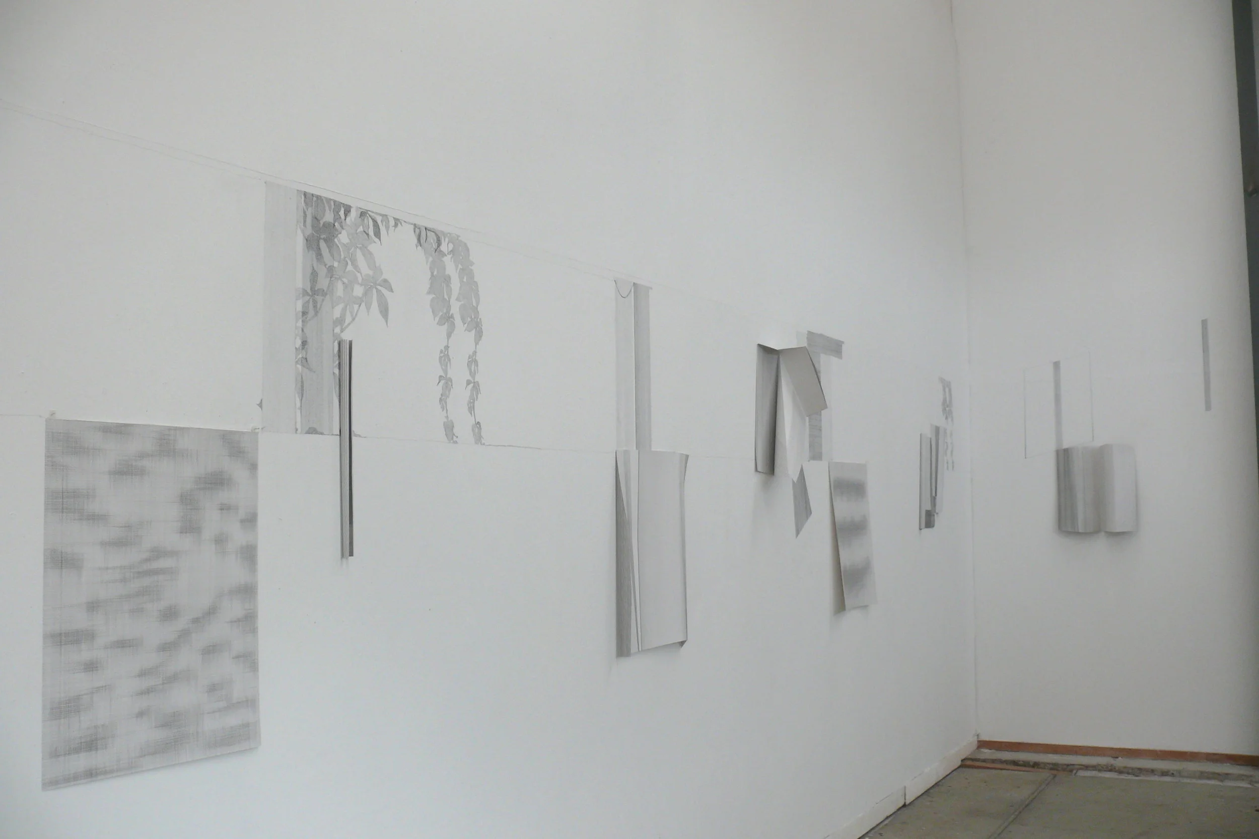  detail:  Following Light, Marking Time &amp; Shadow II , 2013, graphite on wall &amp; paper, Kaus Australis Residency 