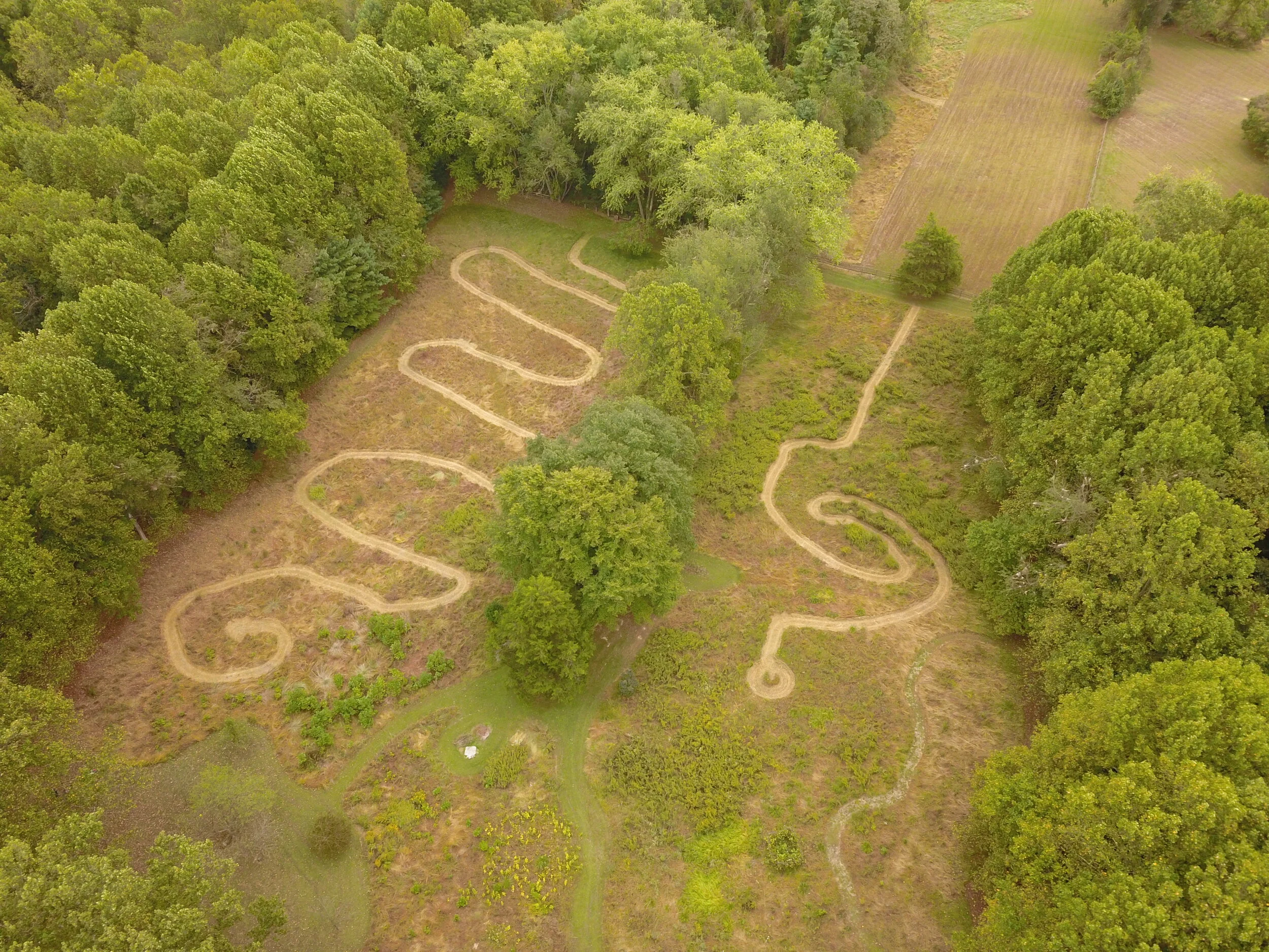   Labyrinth I &amp; II,  2019, land drawings (photo: Finn Dyer) See drone video     HERE   