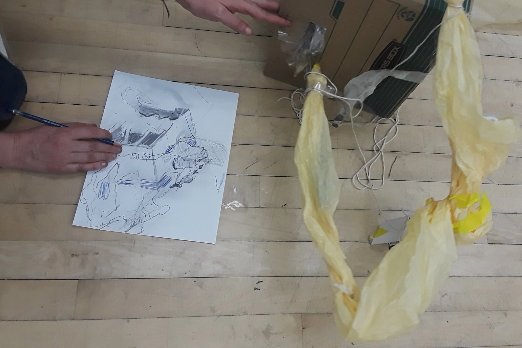 In progress drawing from workshop Draw the Floor, Draw the Page , 02/21-24/2019.