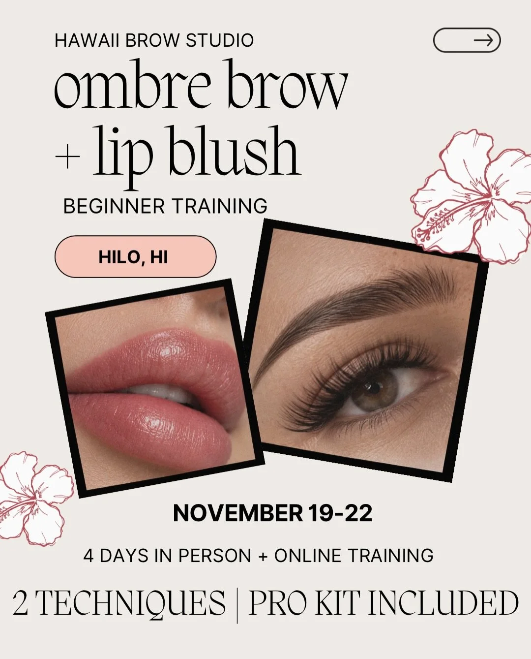My first destination training in years! HILO, HI 📍 

All information is listed on the flyer. If you have any additional questions or would like to sign up for this class please TEXT 8086792587 📲

#pmuartists #ombrebrowtraining #lipblushtraining #ha