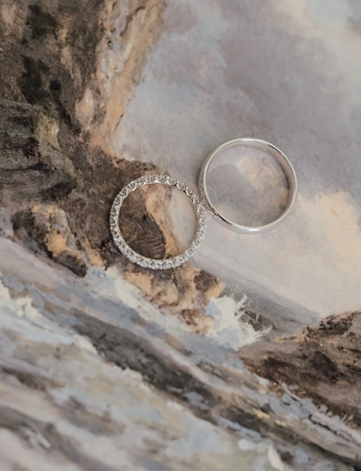 Wedding rings on a wedding invitation