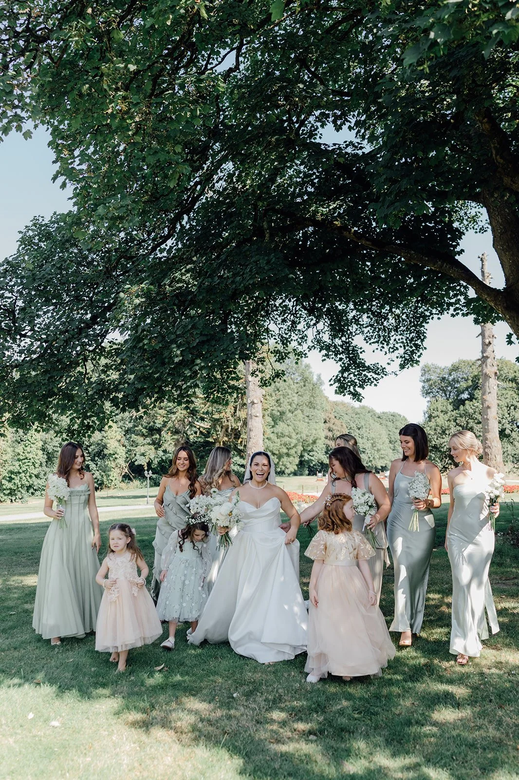 Destination wedding bride with her bridesmaids at Castlemartyr Resort Cork Ireland
