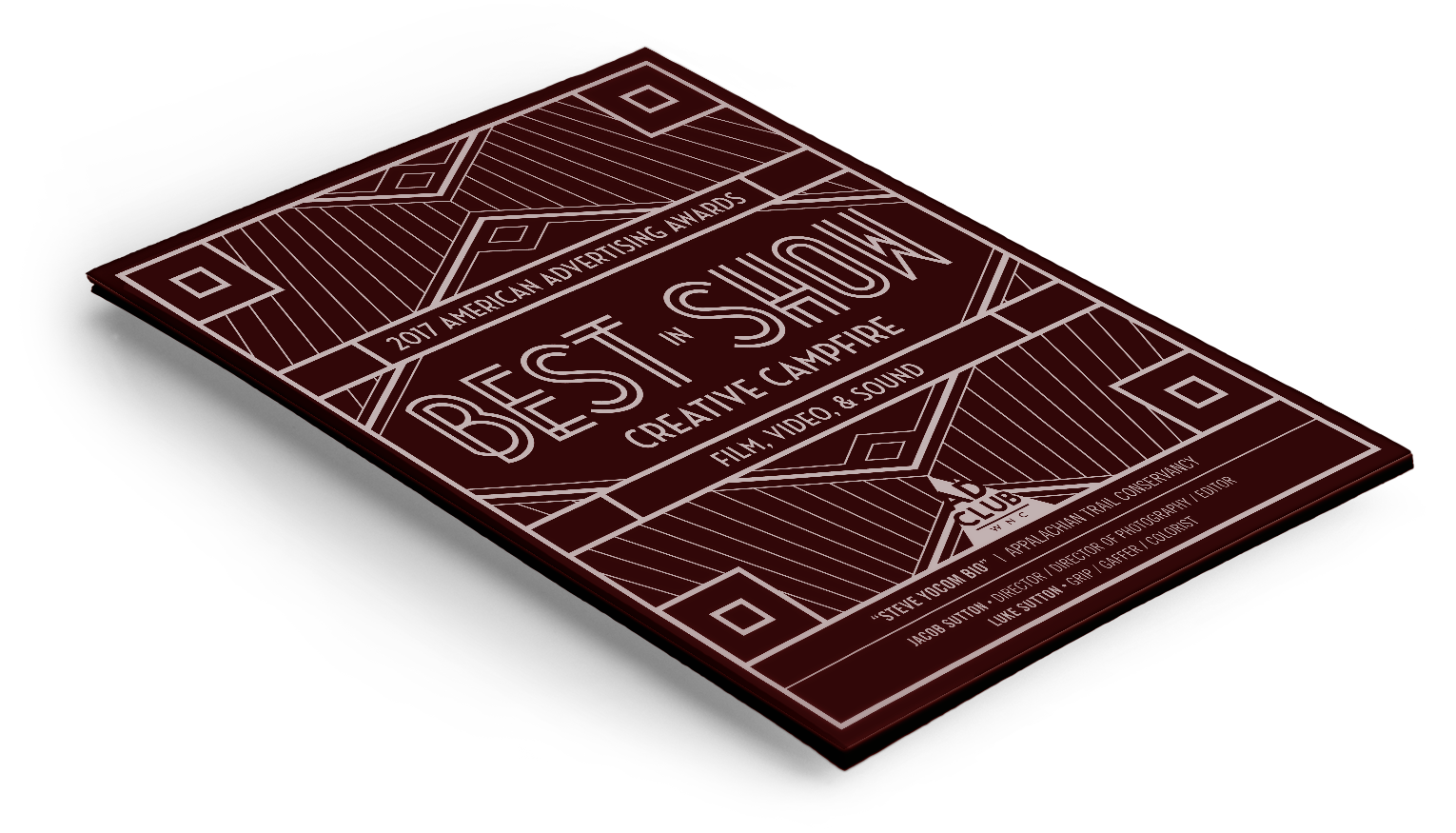 2018 Gala Best in Show award printed on brushed metal