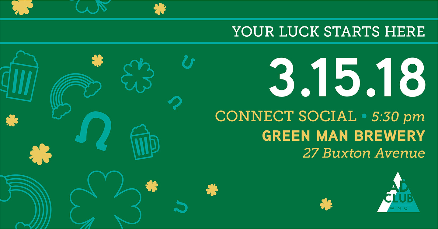 St. Patrick's Day themed social media banner for a March social