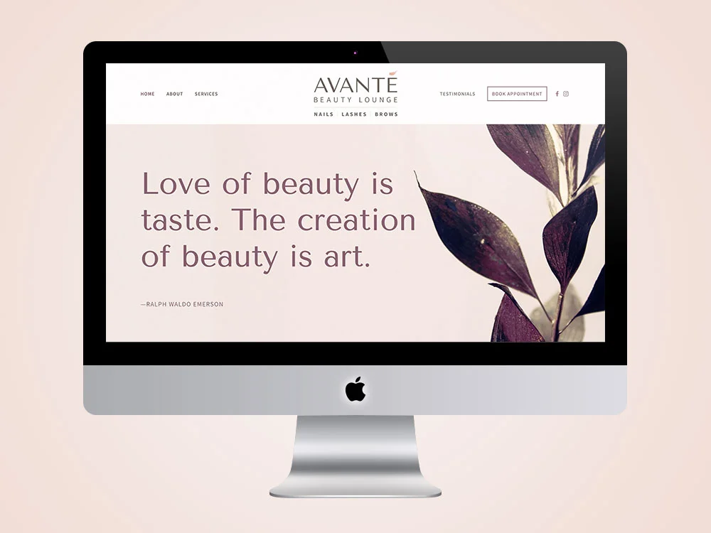 Squarespace website design for Asheville nail salon and beauty bar, lash, and brows