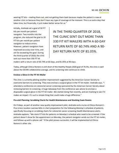 Excerpt from the Clinical Romero Colorectal Cancer Screening Case Study, Part 2