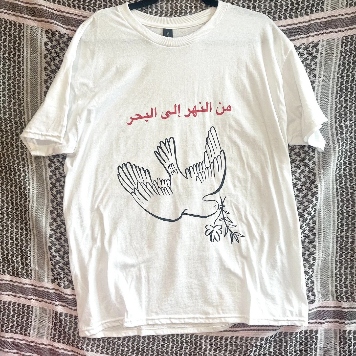From the river to the sea 🇵🇸
Saoirse don Phalaist&iacute;n 🇮🇪 

hand printed + designed by me 
Limited run size L &amp; XL

$45 each 
Donating the funds to Red Cross (open to other charities if anyone has suggestions) 

(US only at this moment in