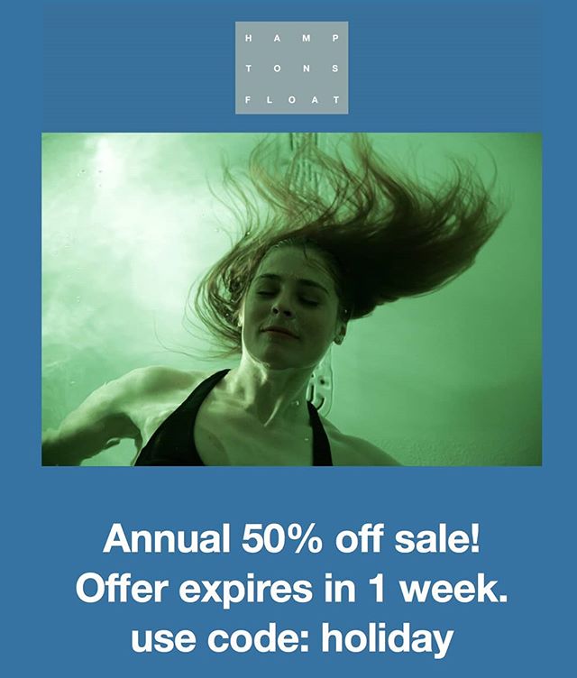 6 days left! Take advantage of this special offer! #sale #floatationtherapy #spa #hamptons #holiday #christmasshopping #gift #serenity #calm #wellness #mindfulness #relief #insomnia #jointpain #therapy #thanksgiving #peace