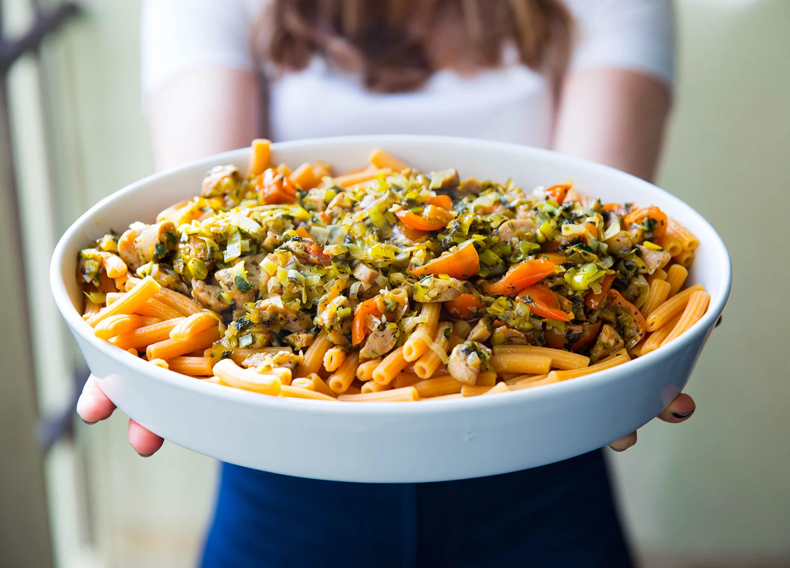 Lentil Pasta with Chicken Sausage & Leeks