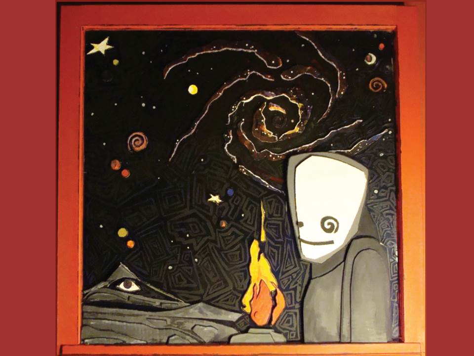  It looked different when I first saw it. It still featured this character; he was sitting--waiting in the rubble of a burned-out city.  He had shown up before in previous paintings and I had thought of him as a unifying character for the story I was